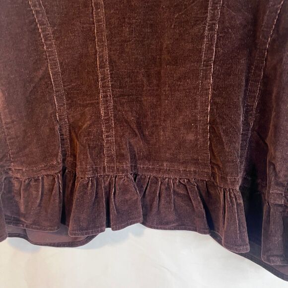 LAL Live a Little Corduroy Ruffled Front Lightweight Casual Jacket Size Medium - Picture 5 of 11